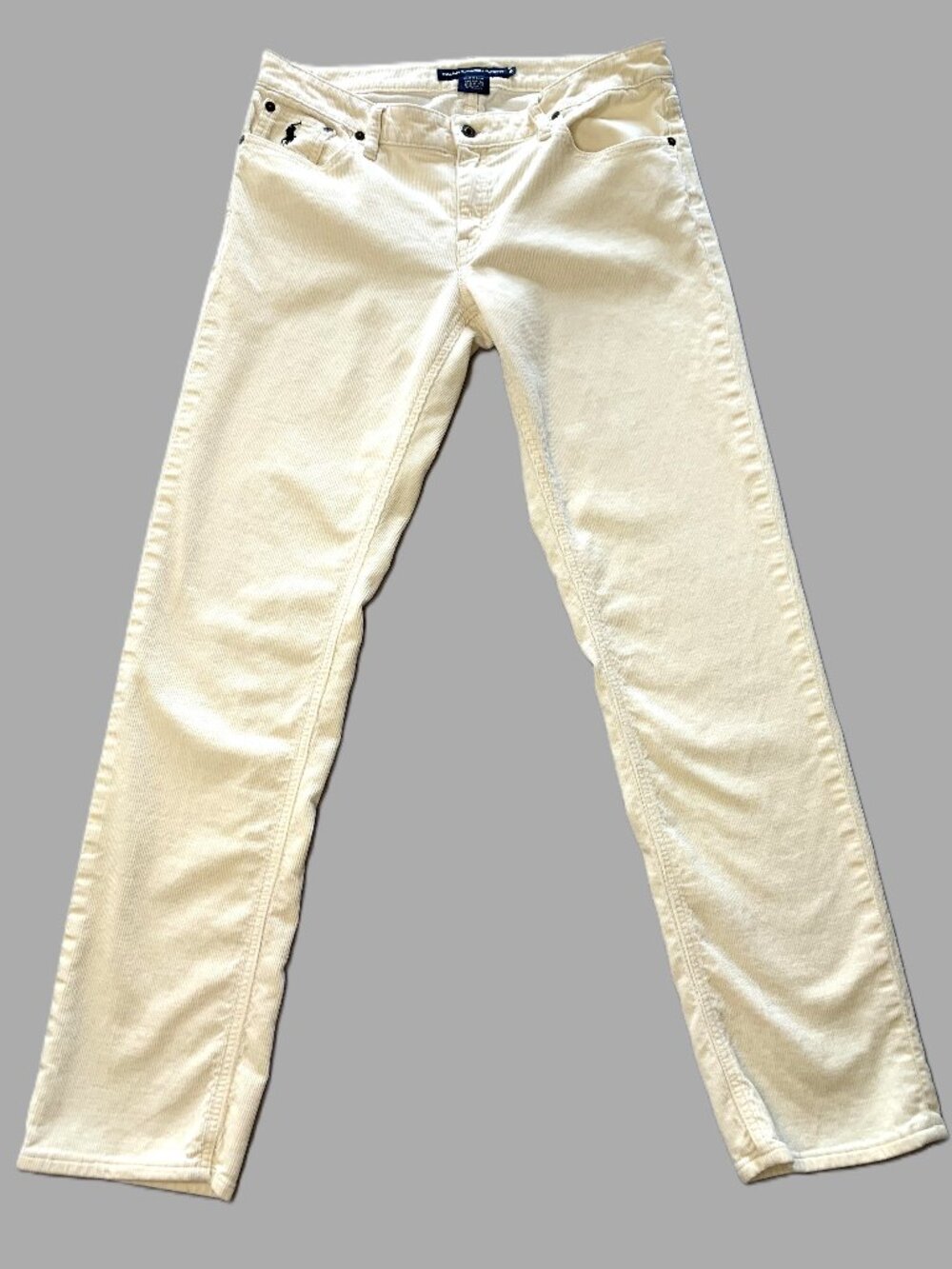 Ralph Lauren Sport Corduroy Pants Women Creme Straight Leg Size 12